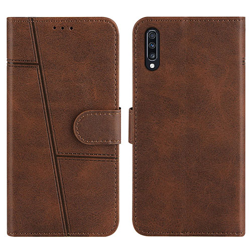 Leather Case Stands Flip Cover Holder Y01X for Samsung Galaxy A50 Brown