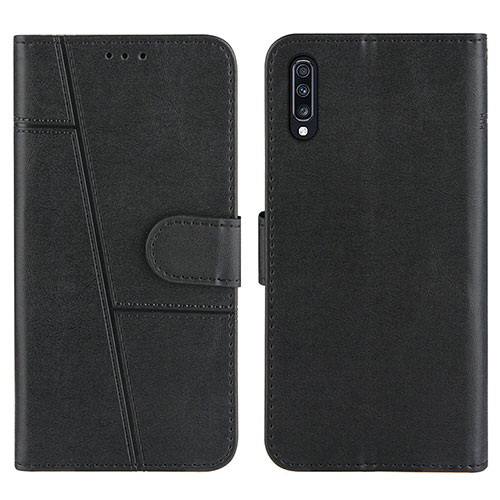 Leather Case Stands Flip Cover Holder Y01X for Samsung Galaxy A50S Black