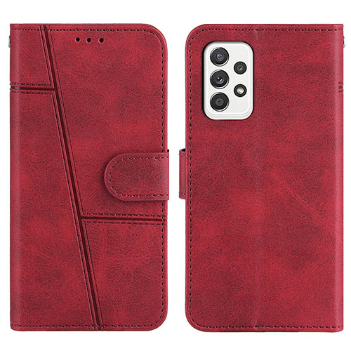 Leather Case Stands Flip Cover Holder Y01X for Samsung Galaxy A52 4G Red