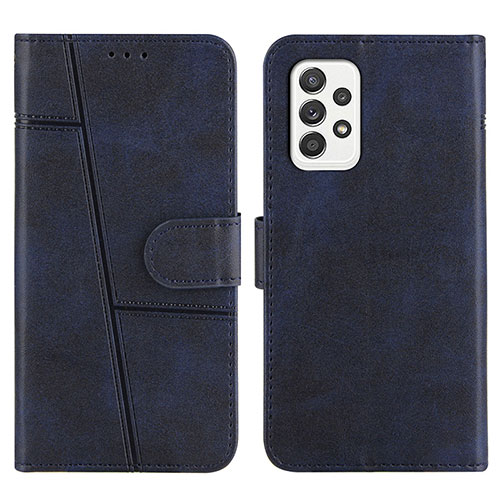 Leather Case Stands Flip Cover Holder Y01X for Samsung Galaxy A52 5G Blue