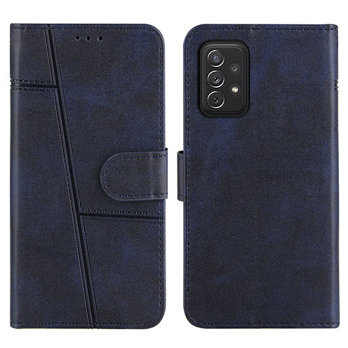 Leather Case Stands Flip Cover Holder Y01X for Samsung Galaxy A72 5G Blue