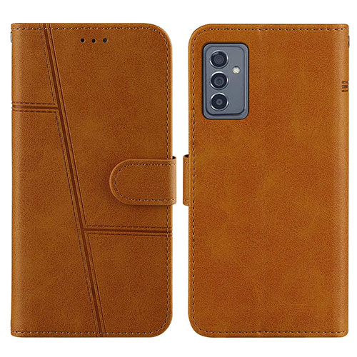 Leather Case Stands Flip Cover Holder Y01X for Samsung Galaxy A82 5G Light Brown
