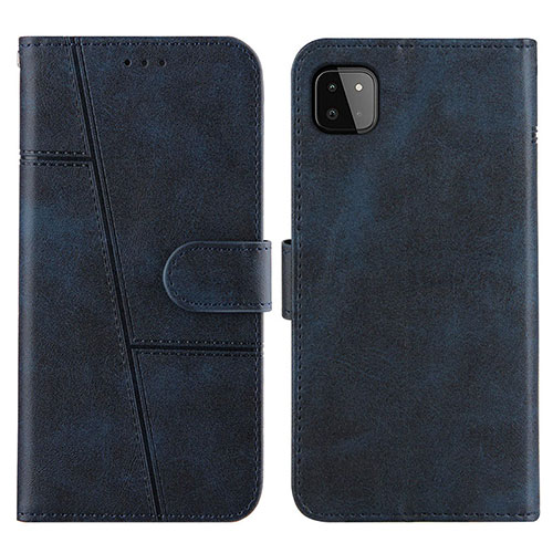 Leather Case Stands Flip Cover Holder Y01X for Samsung Galaxy F42 5G Blue
