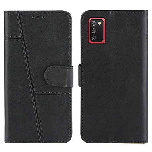 Leather Case Stands Flip Cover Holder Y01X for Samsung Galaxy M02s Black