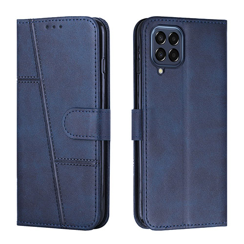 Leather Case Stands Flip Cover Holder Y01X for Samsung Galaxy M33 5G Blue