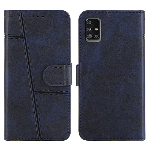 Leather Case Stands Flip Cover Holder Y01X for Samsung Galaxy M40S Blue