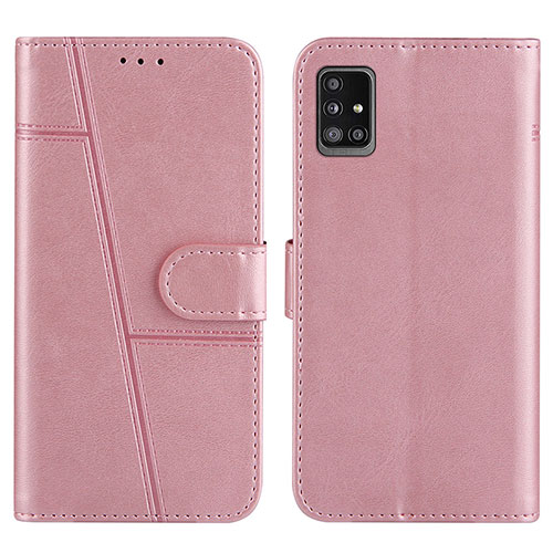 Leather Case Stands Flip Cover Holder Y01X for Samsung Galaxy M40S Rose Gold