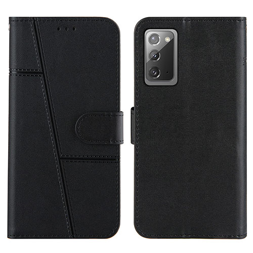 Leather Case Stands Flip Cover Holder Y01X for Samsung Galaxy Note 20 5G Black