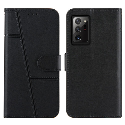 Leather Case Stands Flip Cover Holder Y01X for Samsung Galaxy Note 20 Ultra 5G Black