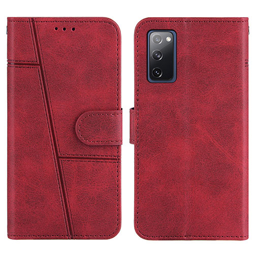 Leather Case Stands Flip Cover Holder Y01X for Samsung Galaxy S20 FE 4G Red