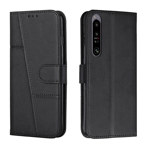 Leather Case Stands Flip Cover Holder Y01X for Sony Xperia 1 IV Black