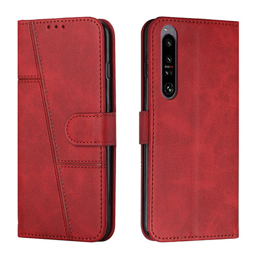 Leather Case Stands Flip Cover Holder Y01X for Sony Xperia 1 IV Red