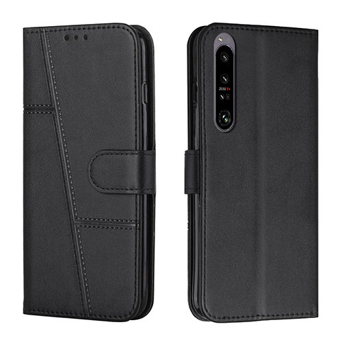 Leather Case Stands Flip Cover Holder Y01X for Sony Xperia 1 IV SO-51C Black