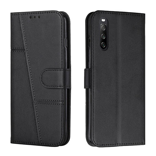 Leather Case Stands Flip Cover Holder Y01X for Sony Xperia 10 V Black