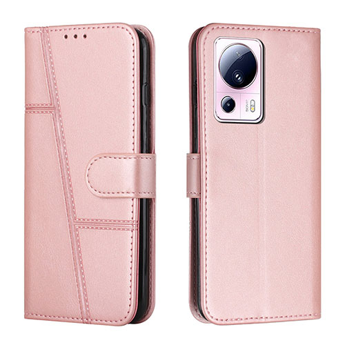 Leather Case Stands Flip Cover Holder Y01X for Xiaomi Civi 2 5G Rose Gold