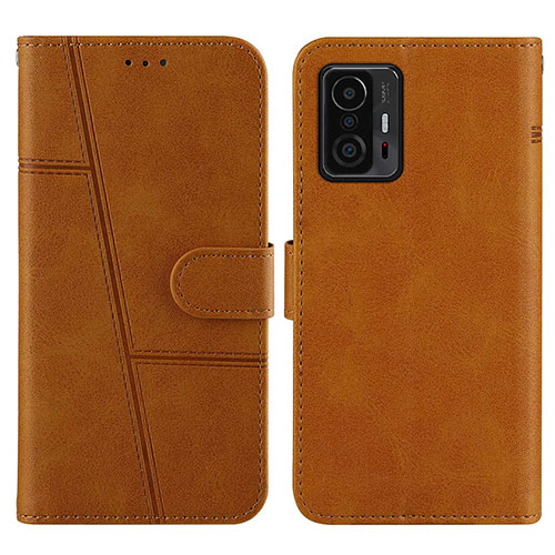 Leather Case Stands Flip Cover Holder Y01X for Xiaomi Mi 11T Pro 5G Light Brown