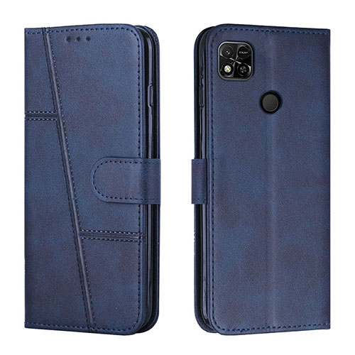 Leather Case Stands Flip Cover Holder Y01X for Xiaomi POCO C3 Blue