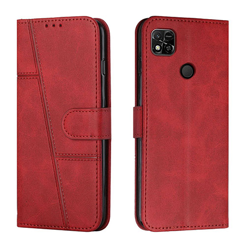 Leather Case Stands Flip Cover Holder Y01X for Xiaomi POCO C3 Red