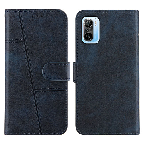 Leather Case Stands Flip Cover Holder Y01X for Xiaomi Poco F3 5G Blue