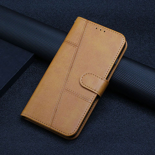 Leather Case Stands Flip Cover Holder Y01X for Xiaomi Poco F5 Pro 5G Light Brown