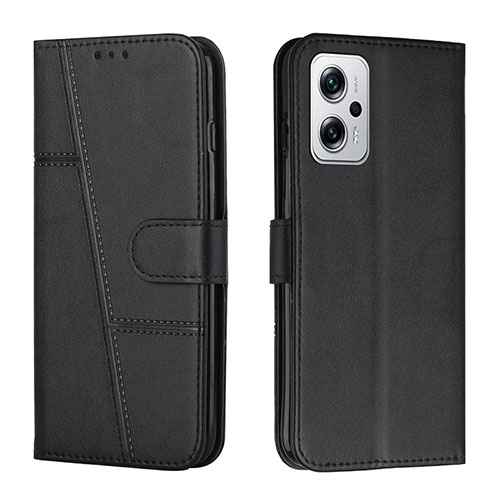 Leather Case Stands Flip Cover Holder Y01X for Xiaomi Poco X4 GT 5G Black