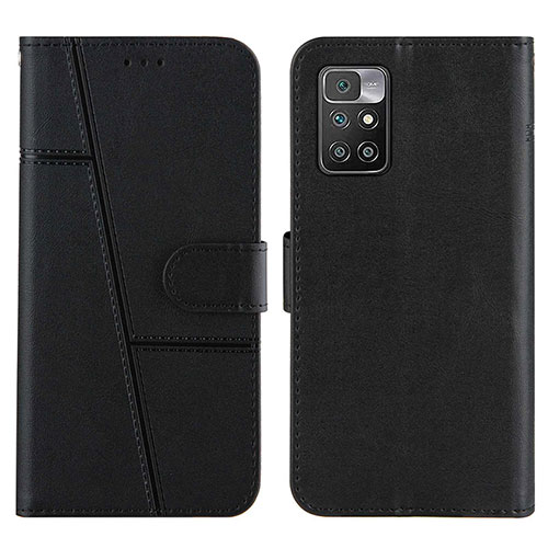 Leather Case Stands Flip Cover Holder Y01X for Xiaomi Redmi 10 (2022) Black