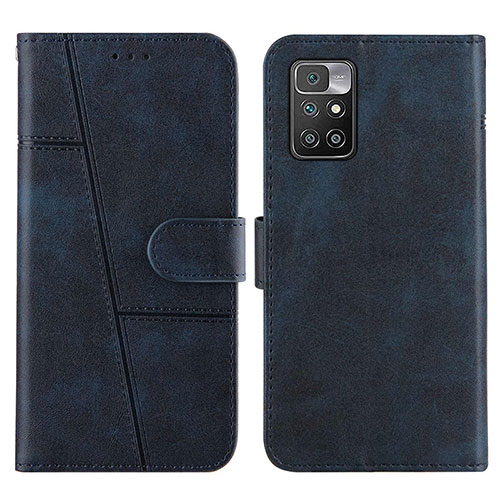 Leather Case Stands Flip Cover Holder Y01X for Xiaomi Redmi 10 (2022) Blue