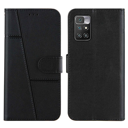 Leather Case Stands Flip Cover Holder Y01X for Xiaomi Redmi 10 4G Black