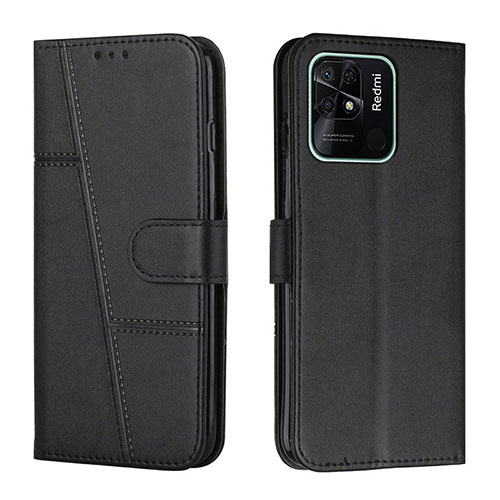 Leather Case Stands Flip Cover Holder Y01X for Xiaomi Redmi 10 India Black