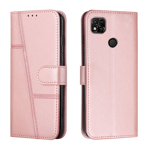 Leather Case Stands Flip Cover Holder Y01X for Xiaomi Redmi 9 Activ Rose Gold