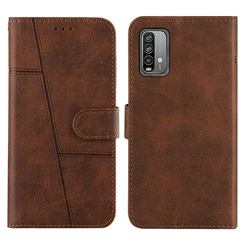 Leather Case Stands Flip Cover Holder Y01X for Xiaomi Redmi 9 Power Brown