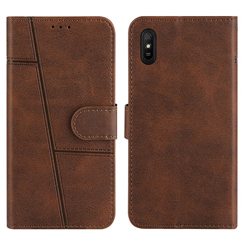 Leather Case Stands Flip Cover Holder Y01X for Xiaomi Redmi 9A Brown