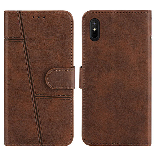 Leather Case Stands Flip Cover Holder Y01X for Xiaomi Redmi 9i Brown