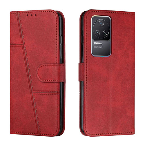 Leather Case Stands Flip Cover Holder Y01X for Xiaomi Redmi K50 5G Red