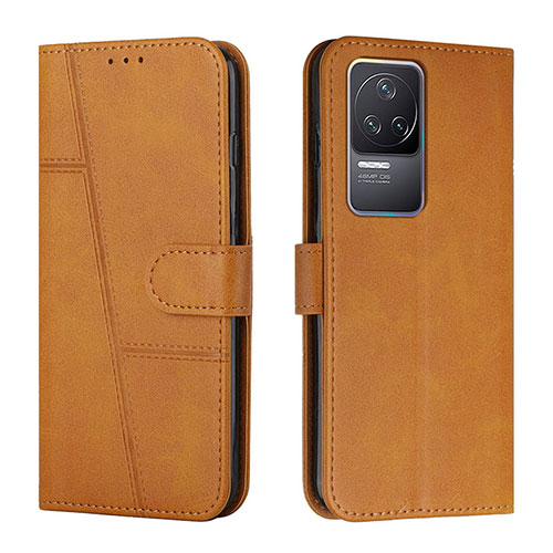 Leather Case Stands Flip Cover Holder Y01X for Xiaomi Redmi K50 Pro 5G Light Brown