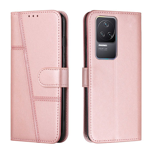 Leather Case Stands Flip Cover Holder Y01X for Xiaomi Redmi K50 Pro 5G Rose Gold