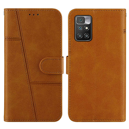 Leather Case Stands Flip Cover Holder Y01X for Xiaomi Redmi Note 11 4G (2021) Light Brown