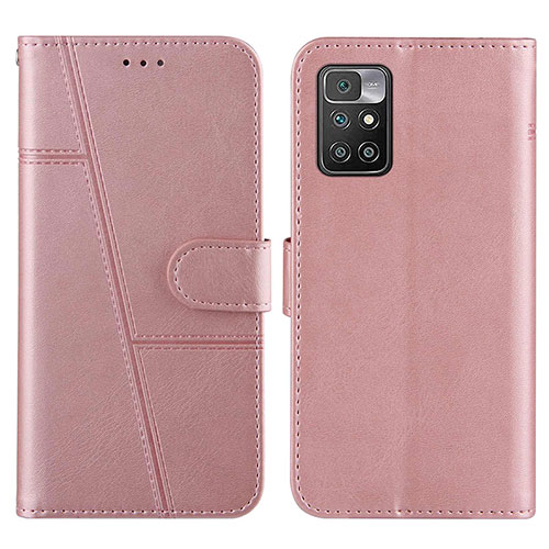 Leather Case Stands Flip Cover Holder Y01X for Xiaomi Redmi Note 11 4G (2021) Rose Gold