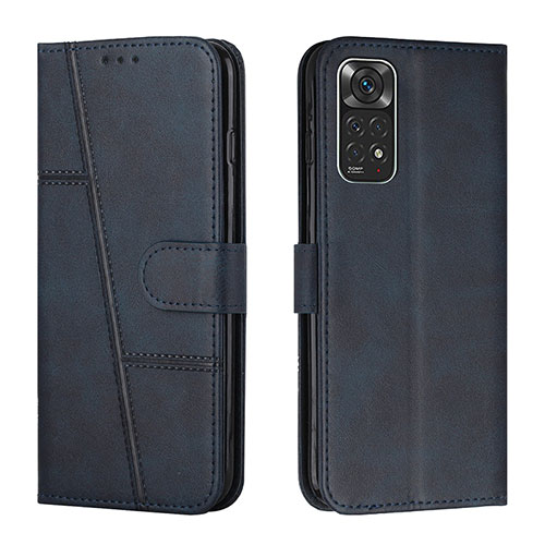 Leather Case Stands Flip Cover Holder Y01X for Xiaomi Redmi Note 11 4G (2022) Blue