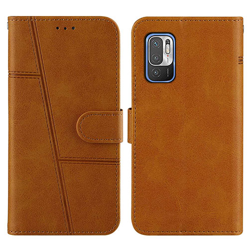 Leather Case Stands Flip Cover Holder Y01X for Xiaomi Redmi Note 11 SE 5G Light Brown