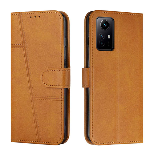 Leather Case Stands Flip Cover Holder Y01X for Xiaomi Redmi Note 12S Light Brown