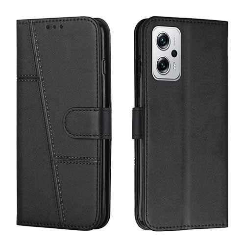 Leather Case Stands Flip Cover Holder Y01X for Xiaomi Redmi Note 12T Pro 5G Black