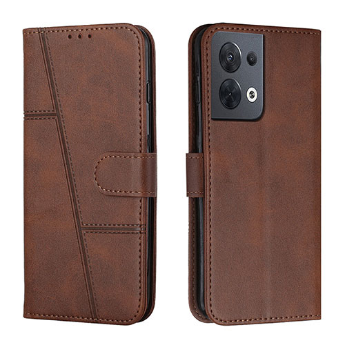 Leather Case Stands Flip Cover Holder Y01X for Xiaomi Redmi Note 13 5G Brown