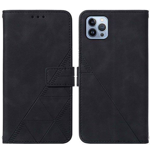 Leather Case Stands Flip Cover Holder Y02B for Apple iPhone 13 Pro Max Black