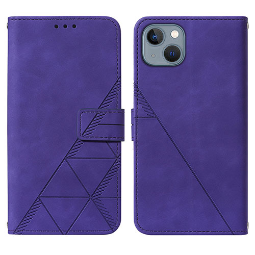 Leather Case Stands Flip Cover Holder Y02B for Apple iPhone 15 Plus Purple