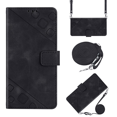 Leather Case Stands Flip Cover Holder Y02B for Huawei Enjoy 50 Black