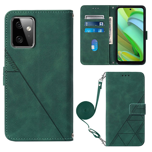 Leather Case Stands Flip Cover Holder Y02B for Motorola Moto G Power 5G (2023) Green