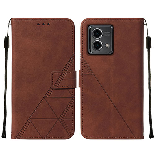 Leather Case Stands Flip Cover Holder Y02B for Motorola Moto G Stylus (2023) 4G Brown