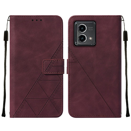 Leather Case Stands Flip Cover Holder Y02B for Motorola Moto G Stylus (2023) 4G Red Wine