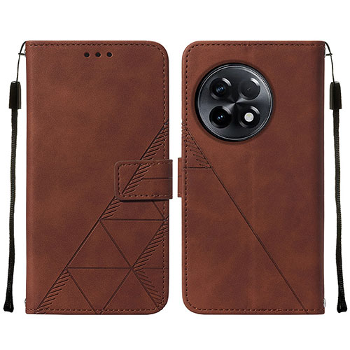 Leather Case Stands Flip Cover Holder Y02B for OnePlus 11R 5G Brown